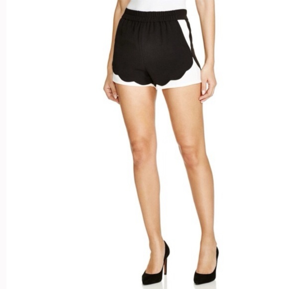 Aqua Black and White Scalloped Elastic Shorts